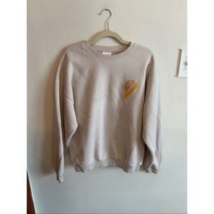 Starfit Pullover Hoodie Small/Medium Cream Lightning Bolt Graphic Scoop Neck